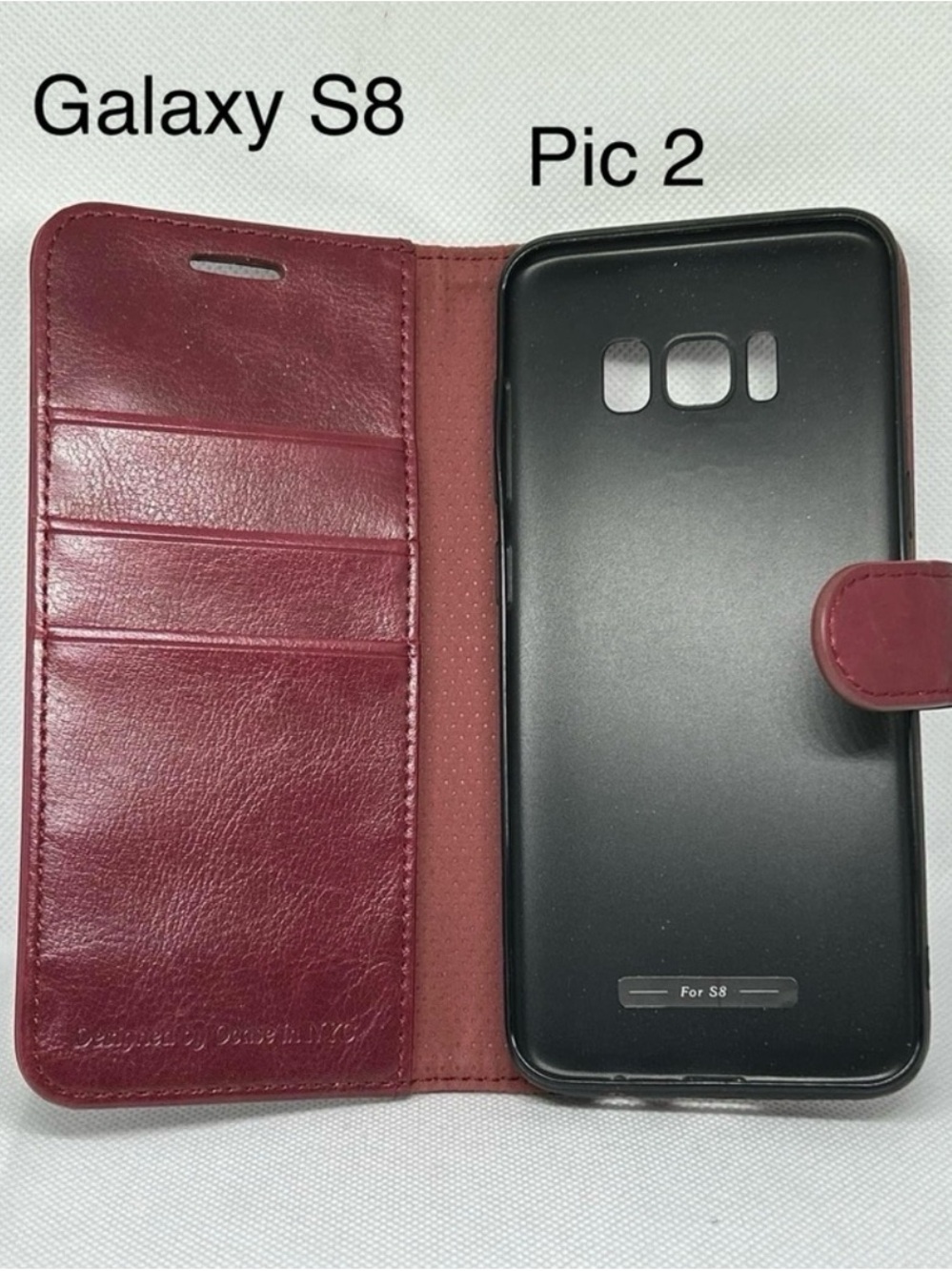 Samsung Galaxy S8 Wallet Case in Burgundy with Black Cradle